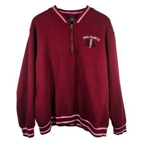 L Ralph Lauren Polo Jeans Co. Maroon Full Zip Varsity Sweater Men Size L VTG Y2K